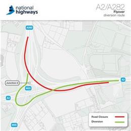 Partial Closure of the A2 to A282 flyover (M25/Junction2 - darenth Interchange